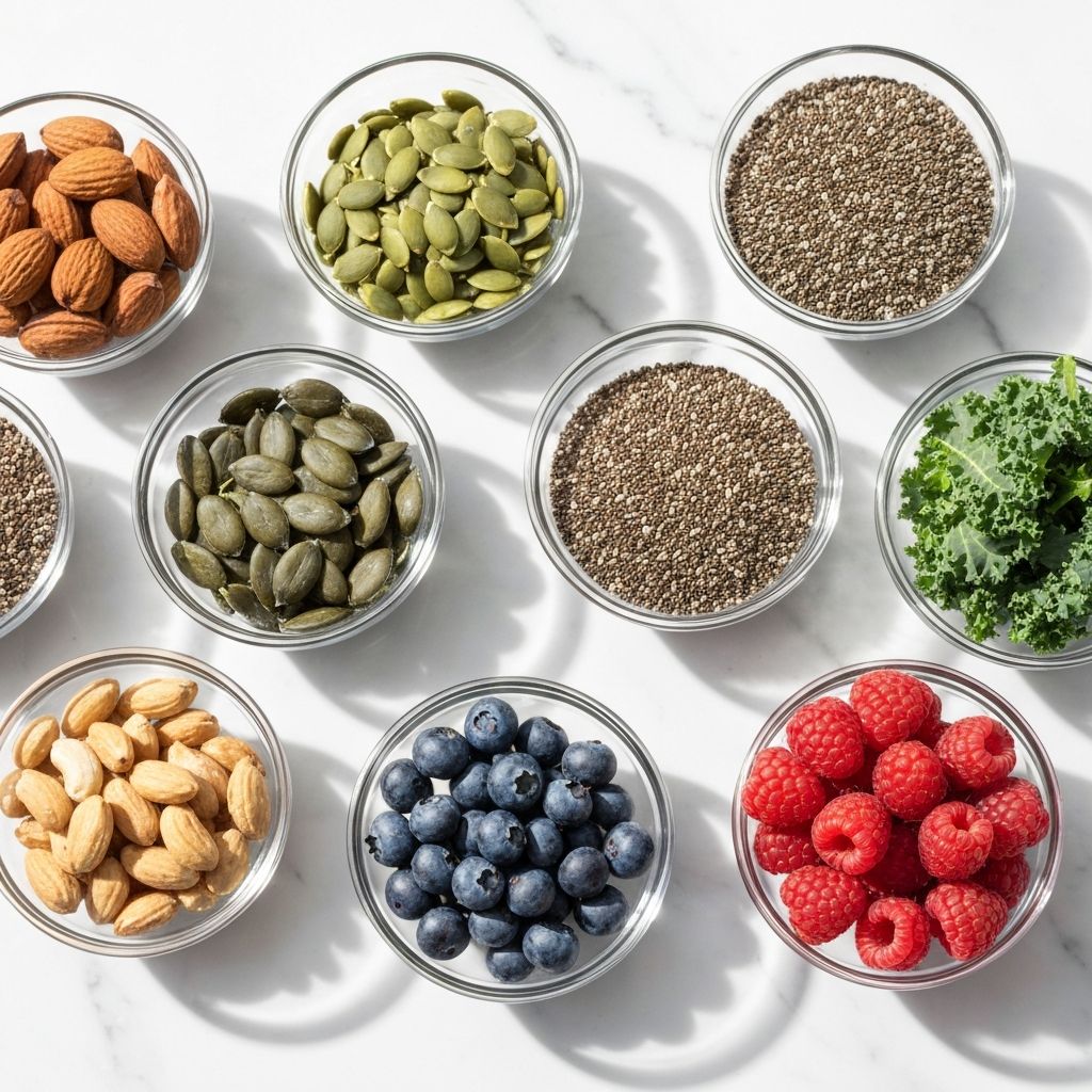 Variety of natural whole foods and plant-based ingredients